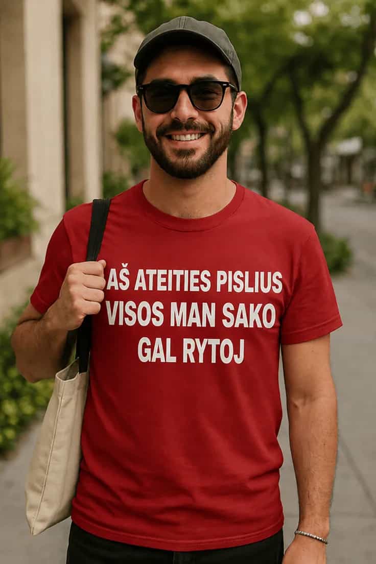 Juokingi marškinėliai Ateities pislius – AŠ ATEITIES