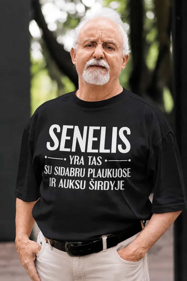 Juokingi marškinėliai Auksinis senelis – SENELIS