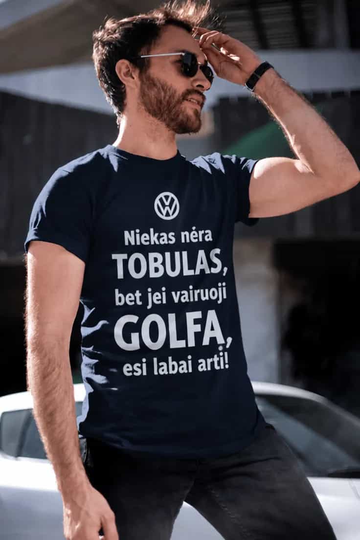 Marškinėliai Beveik tobulas vairuotojas – su ženklu