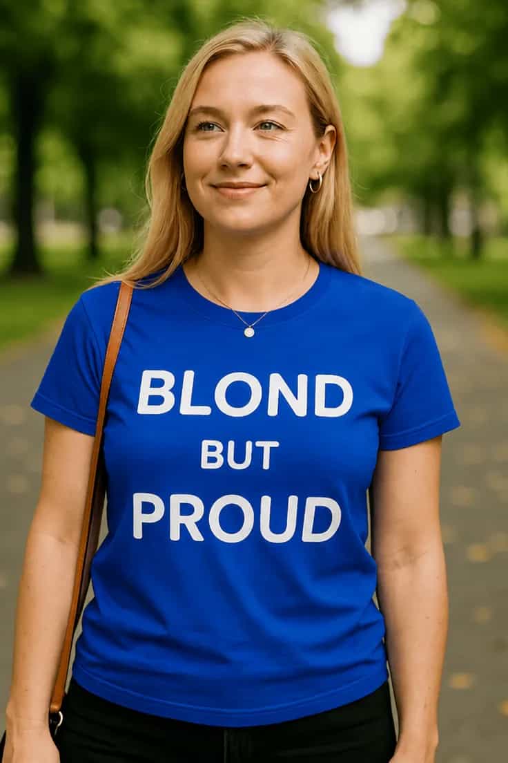 Juokingi marškinėliai Blond ir tuo didžiuojasi