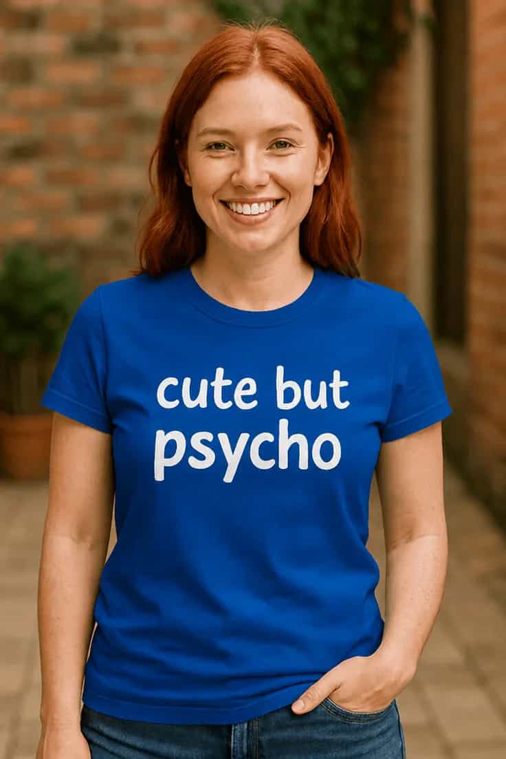 Juokingi marškinėliai Cute but psycho