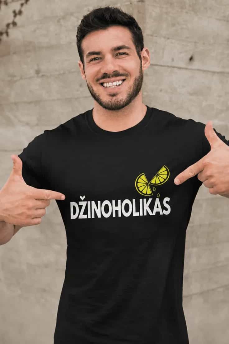 Juokingi marškinėliai Džinoholikas – DŽINOHOLIKAS