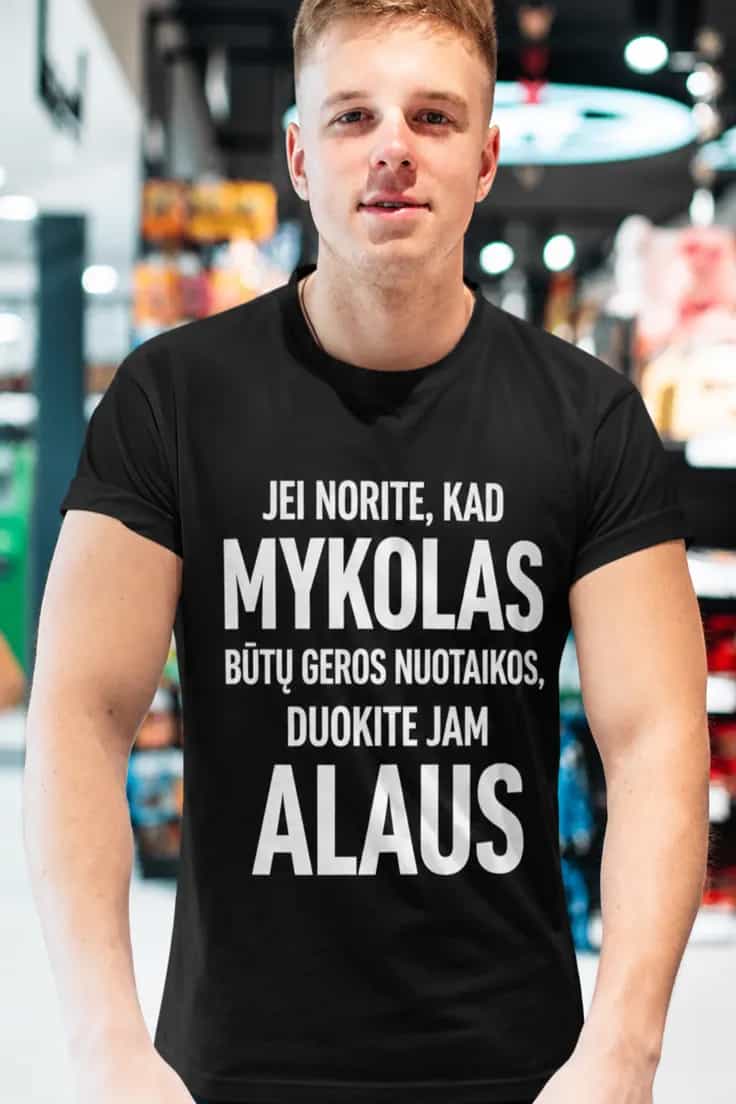 Juokingi marškinėliai Duokite alaus su vardu
