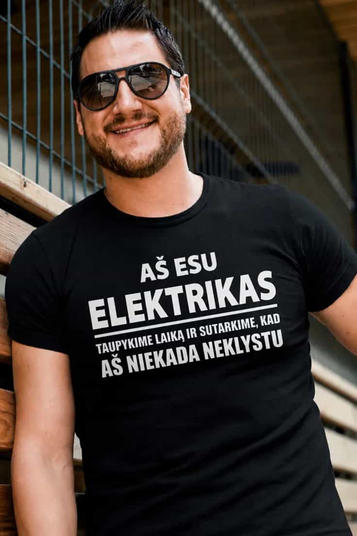 Juokingi marškinėliai Elektrikas niekada neklysta
