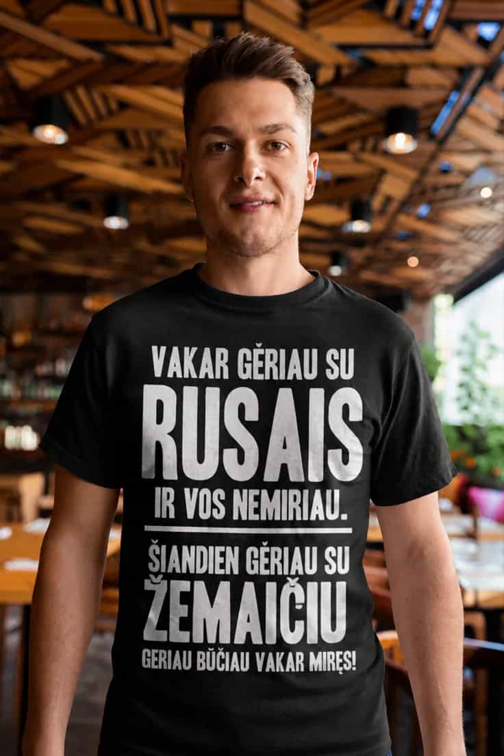 Juokingi marškinėliai Gėrimas su žemaičiu