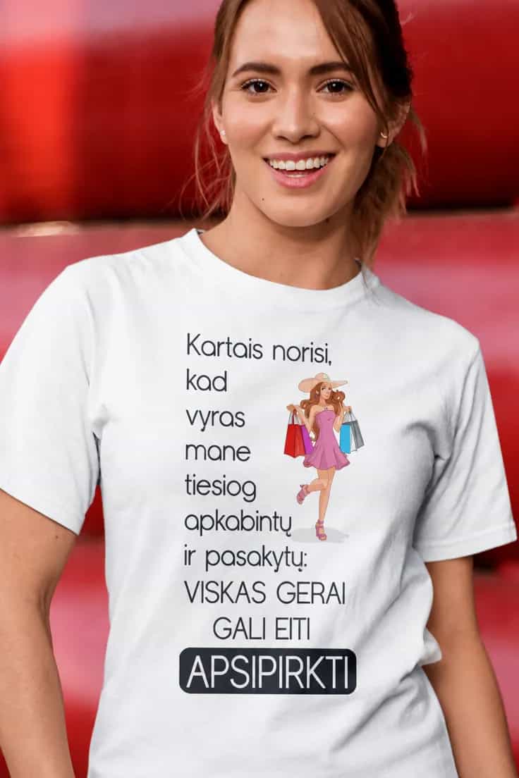 Juokingi marškinėliai Gali eiti apsipirkti