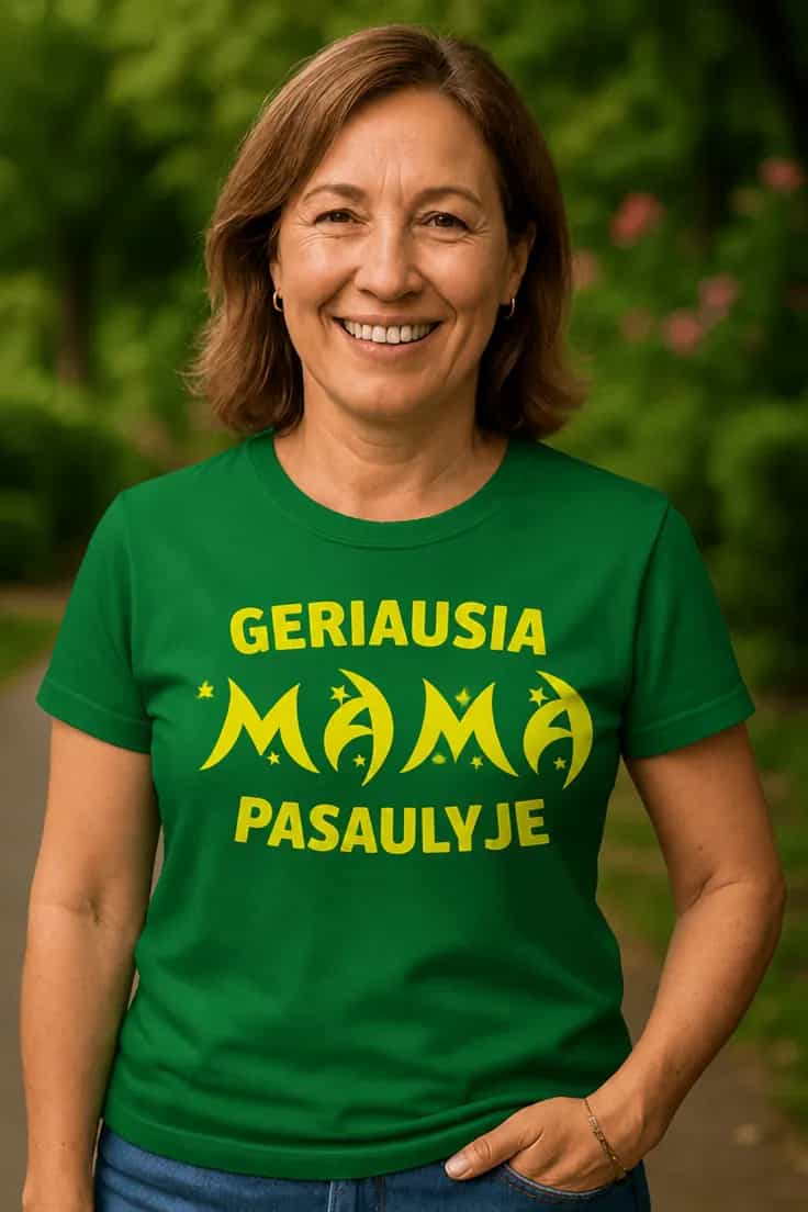 Marškinėliai Geriausia mama pasaulyje su pasirinktu vardu