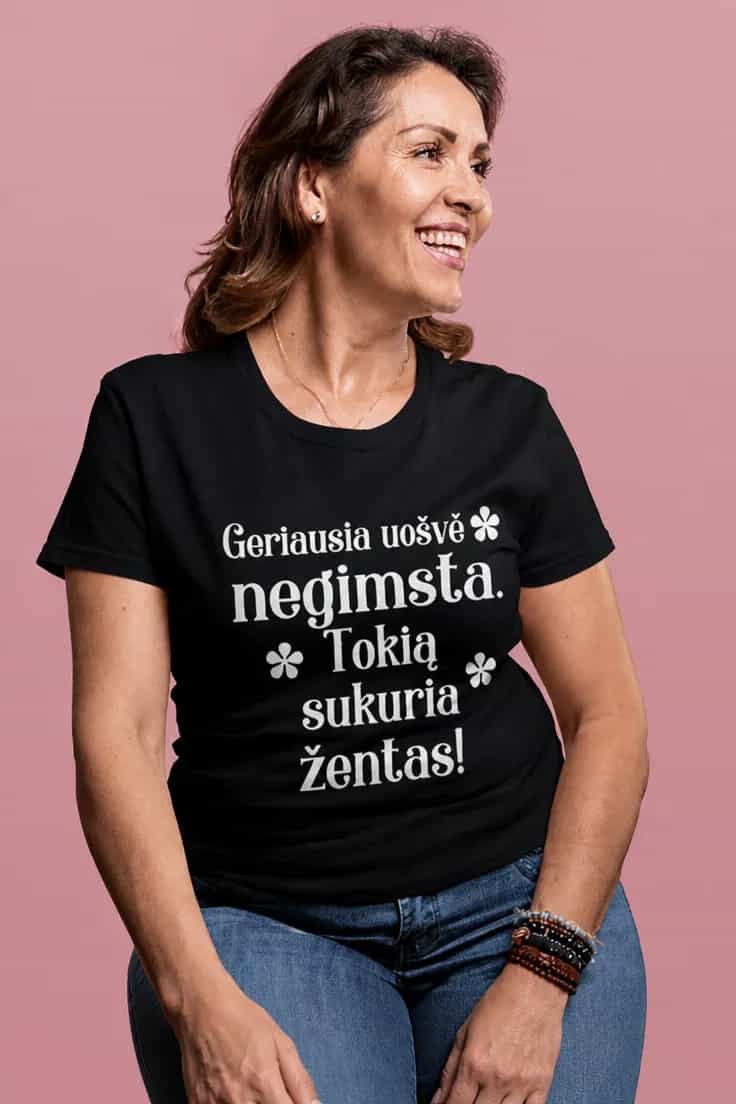 Juokingi marškinėliai Geriausia uošvė žento dėka