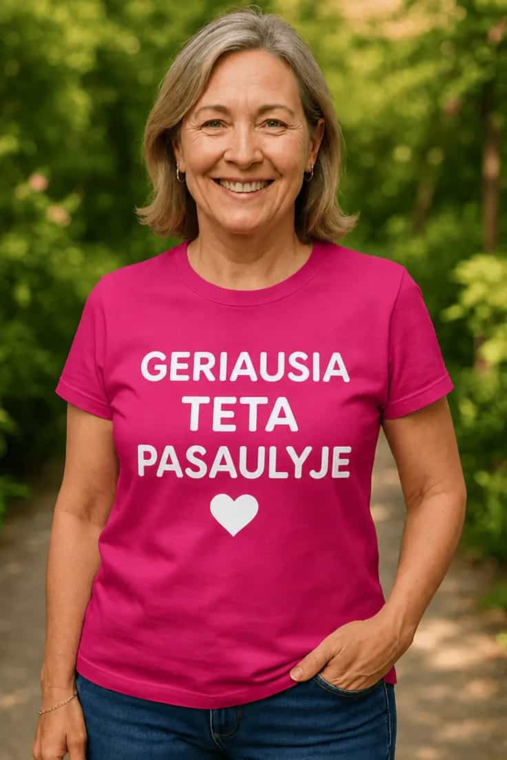 Juokingi marškinėliai geriausiai tetai pasaulyje