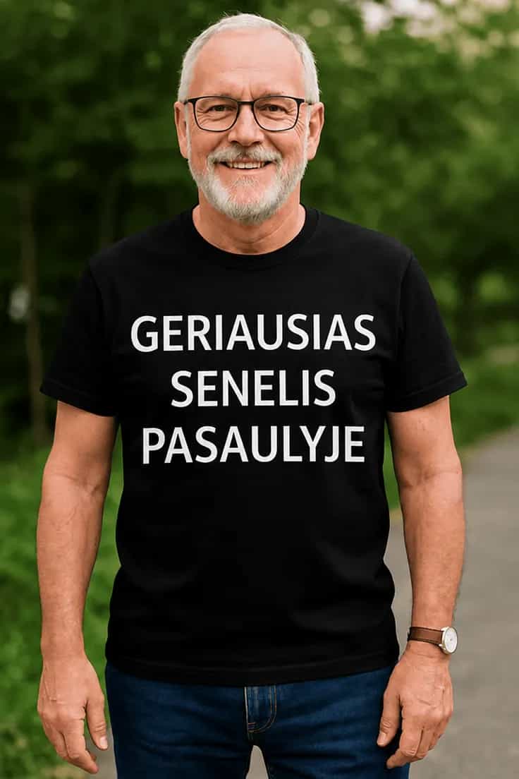 Juokingi marškinėliai Geriausias senelis su karūna