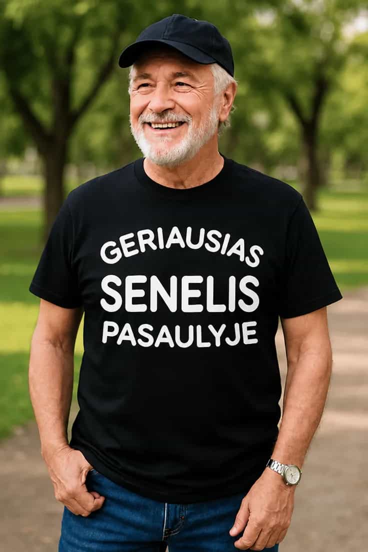 Marškinėliai Geriausias senelis pasaulyje – su užrašu