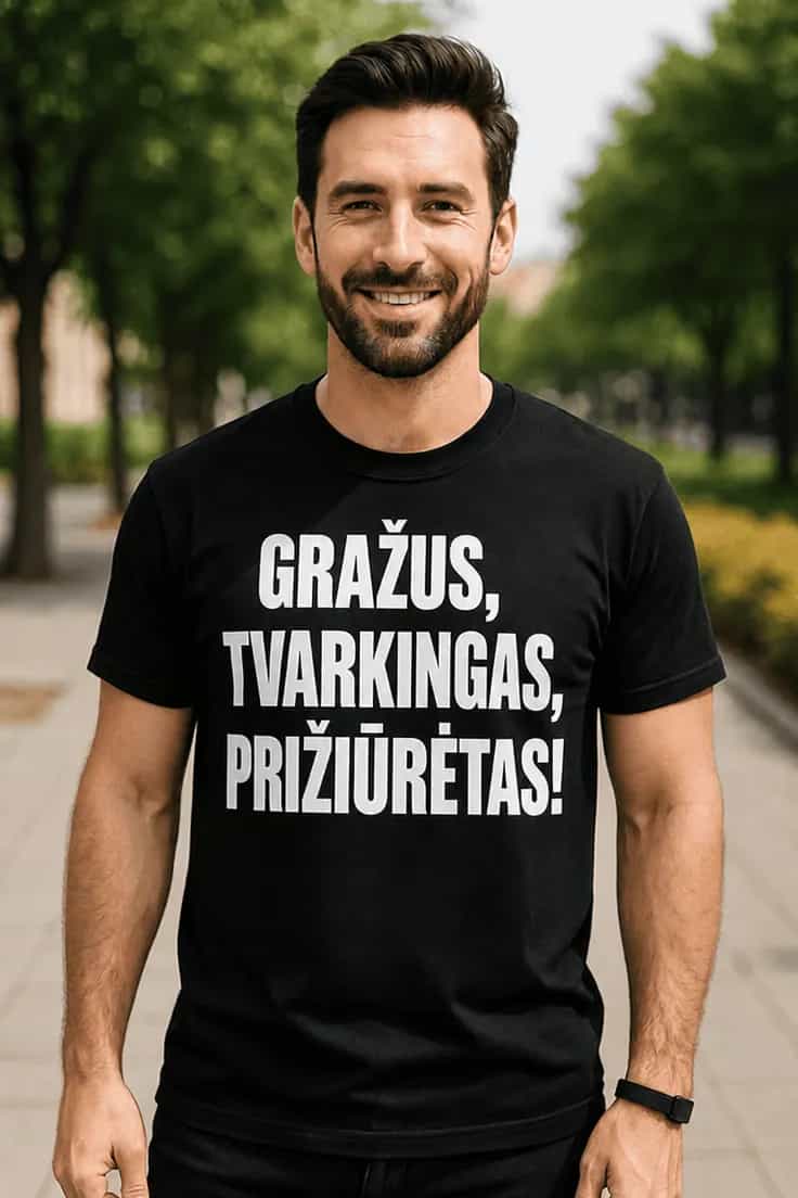 Juokingi marškinėliai Gražus tvarkingas prižiūrėtas