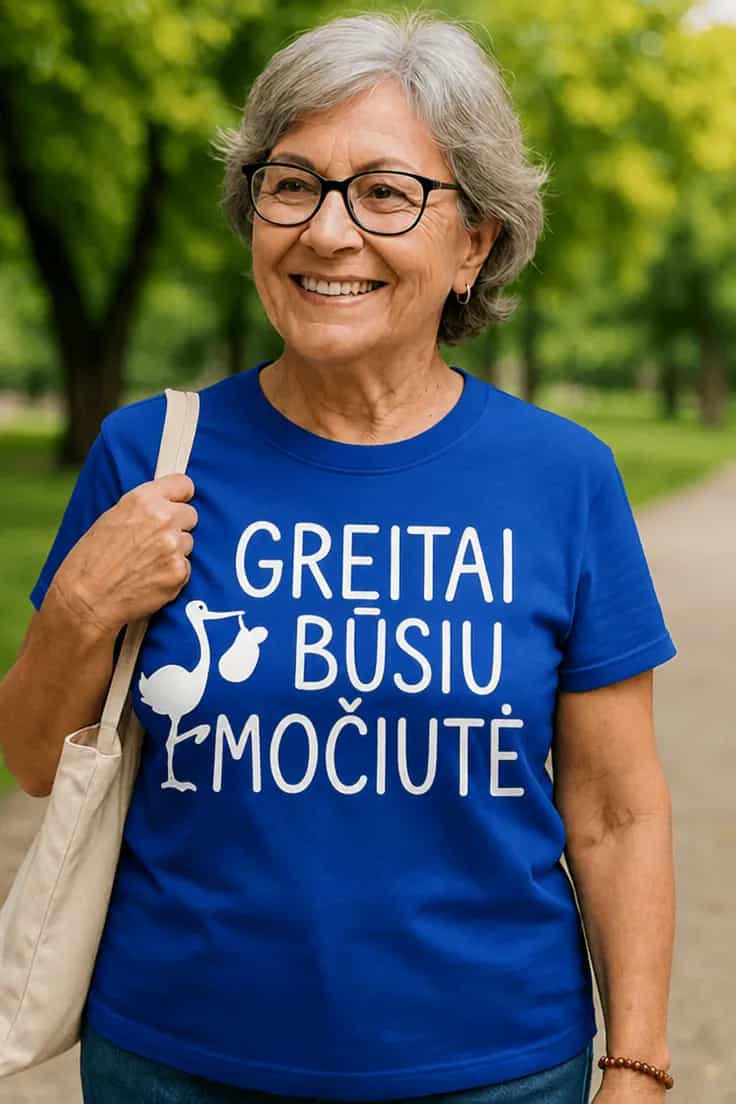 Juokingi marškinėliai Greitai būsiu močiutė