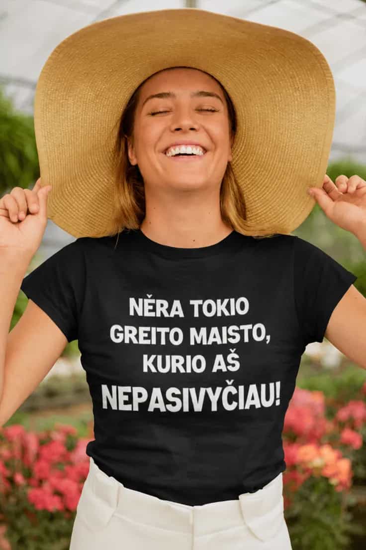 Juokingi marškinėliai Greitas maistas – NĖRA TOKIO