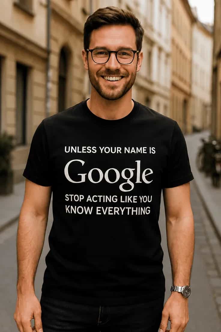 Juokingi marškinėliai Jei nesi Google – UNLESS YOUR
