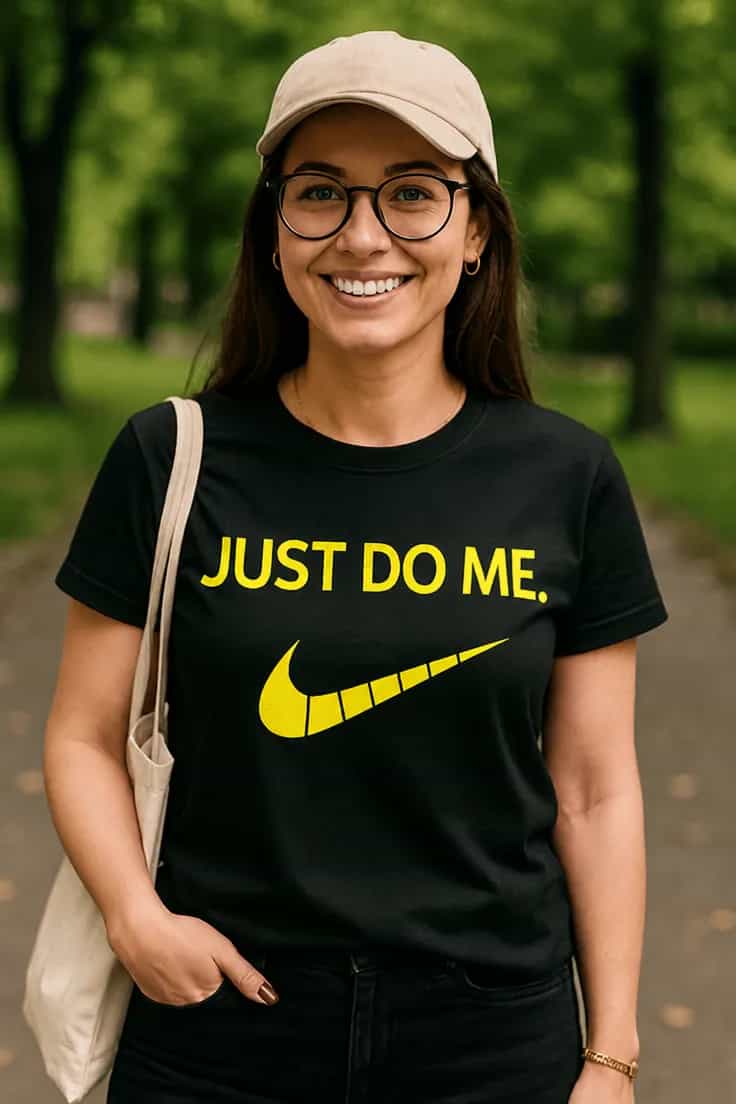 Juokingi marškinėliai Just do me šypsena JUST DO ME..