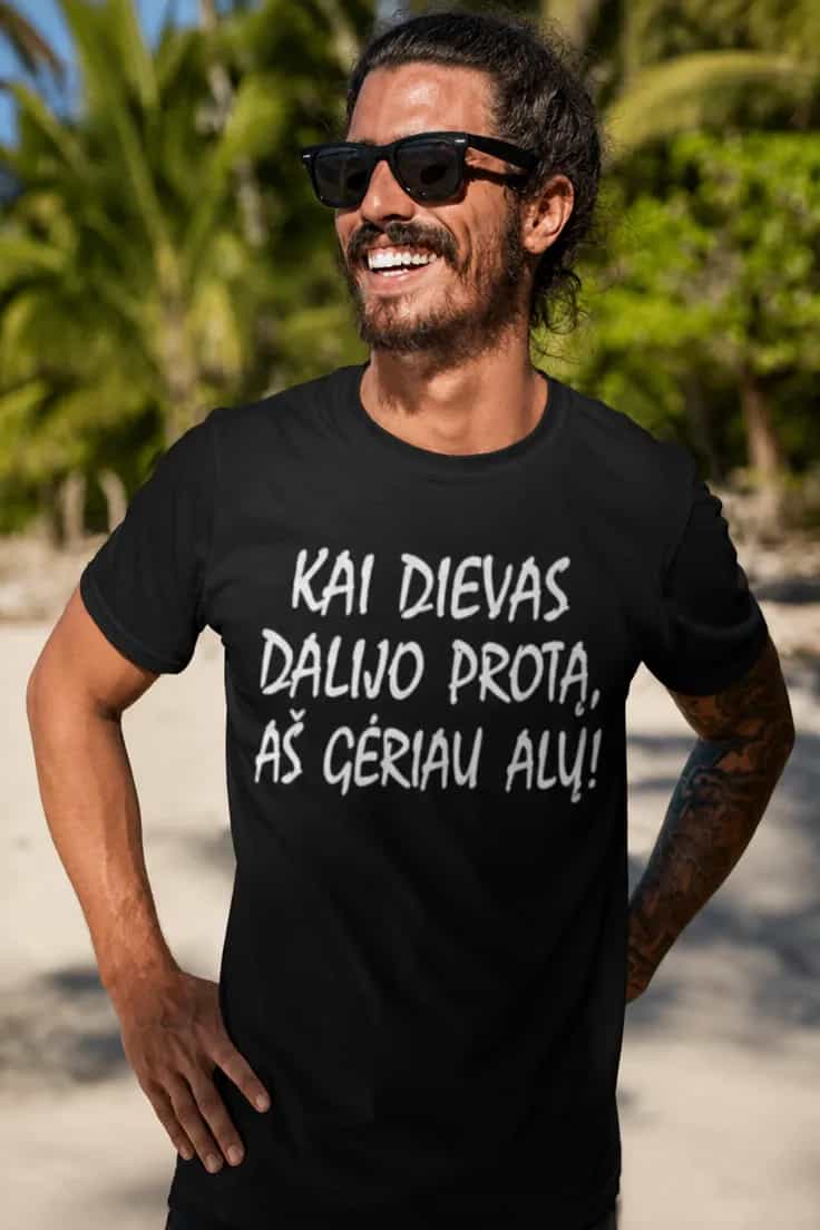 Juokingi marškinėliai Kai Dievas dalijo protą
