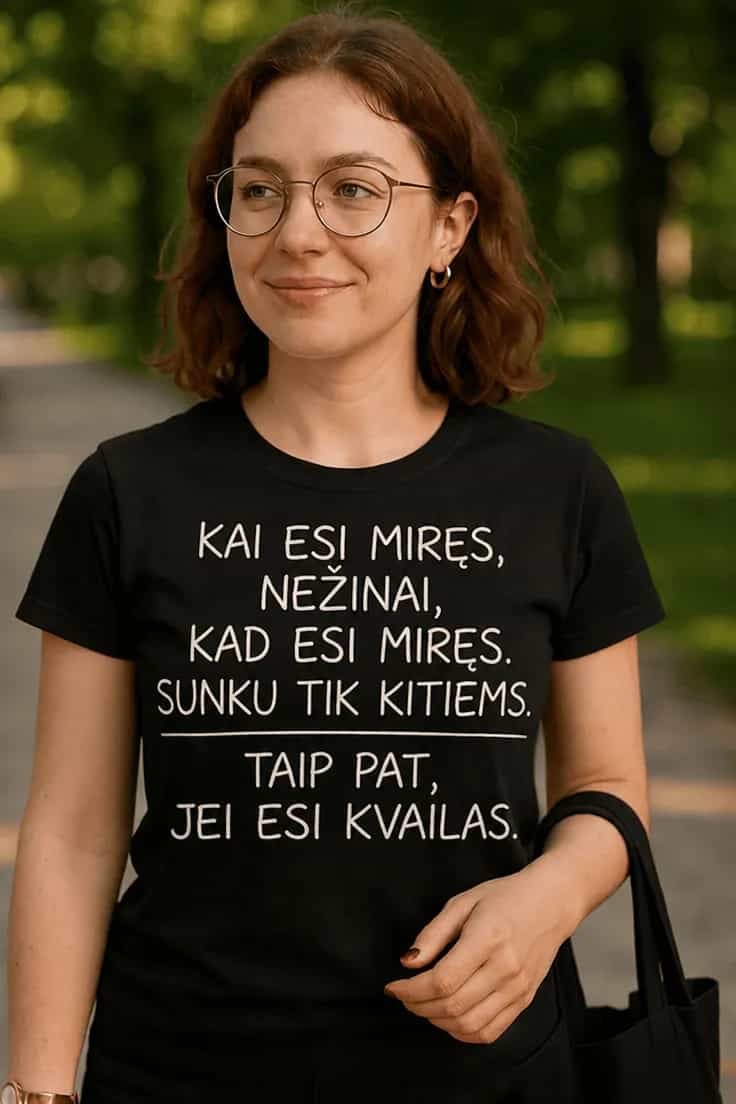 Juokingi marškinėliai Kai esi kvailas – KAI ESI MIRĘS
