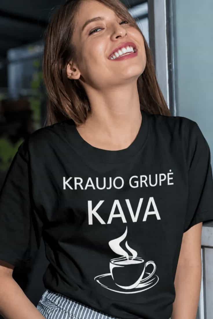 Juokingi marškinėliai Kraujo grupė kava – KRAUJO