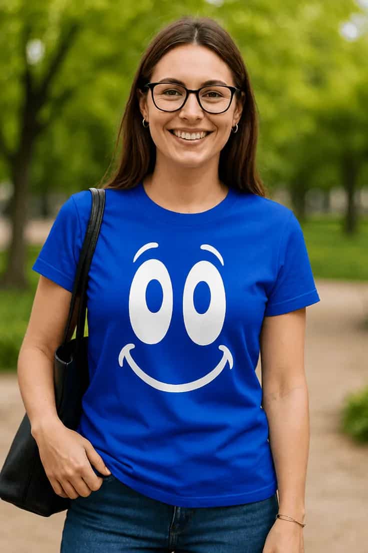Juokingi marškinėliai Laimingas veidukas