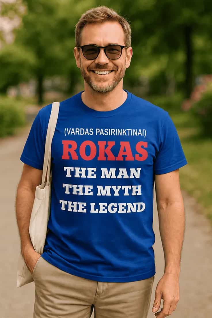 Juokingi marškinėliai Legenda su vardu ROKAS