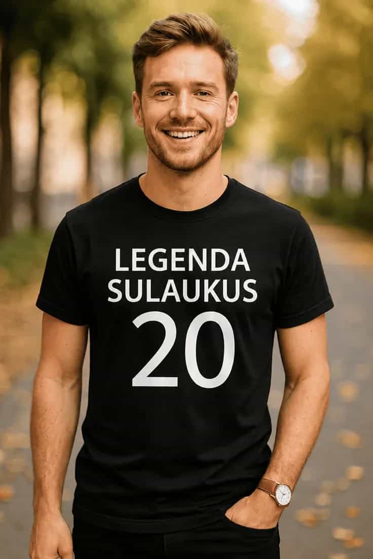 Juokingi marškinėliai Legenda sulaukus 20