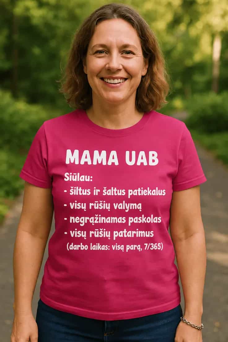 Juokingi marškinėliai Mama UAB motinos dienai