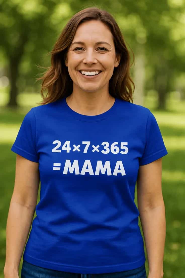 Juokingi marškinėliai Mama visus metus 24x7x365