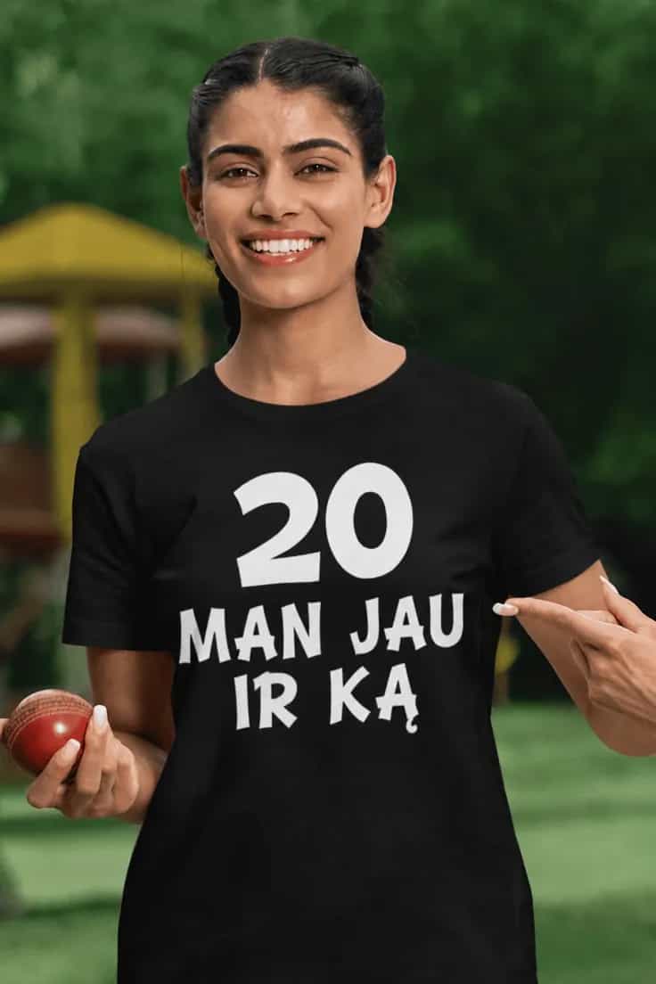 Juokingi marškinėliai Man 20 ir ką