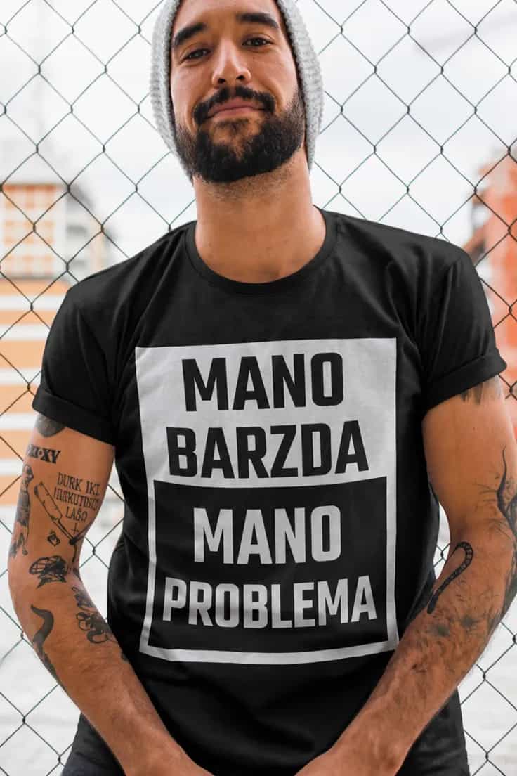 Juokingi marškinėliai Mano barzda mano problema