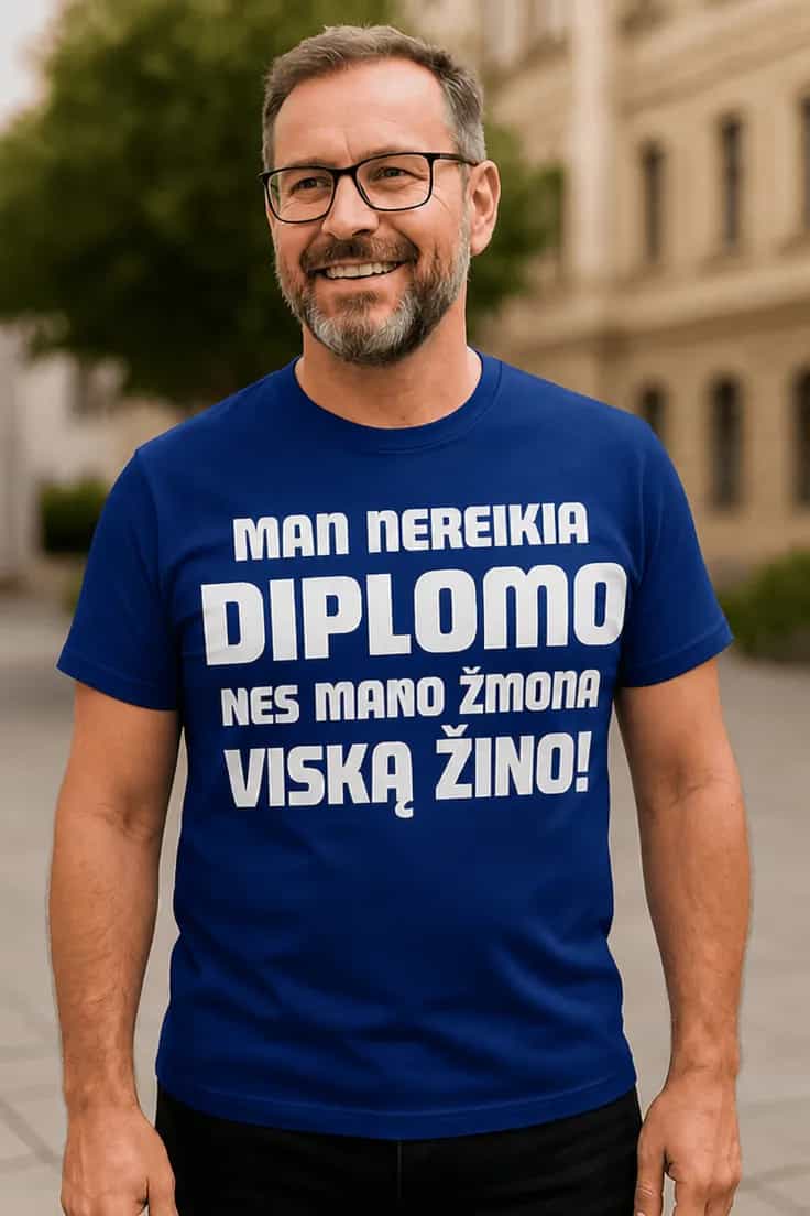 Marškinėliai 'Žmona viską žino' su karūna