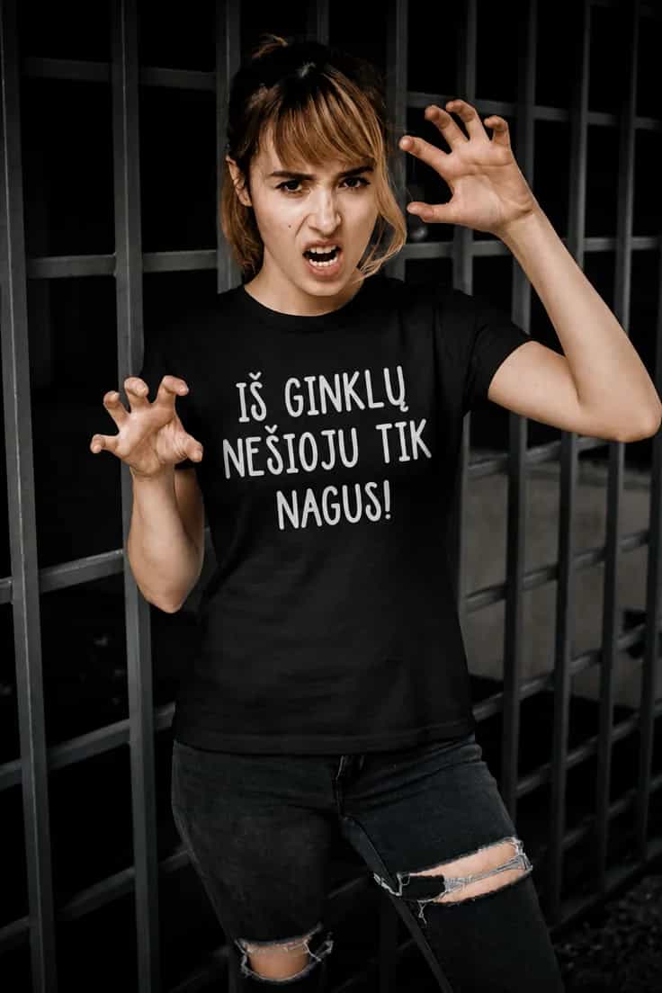 Juokingi marškinėliai Nešioju tik nagus
