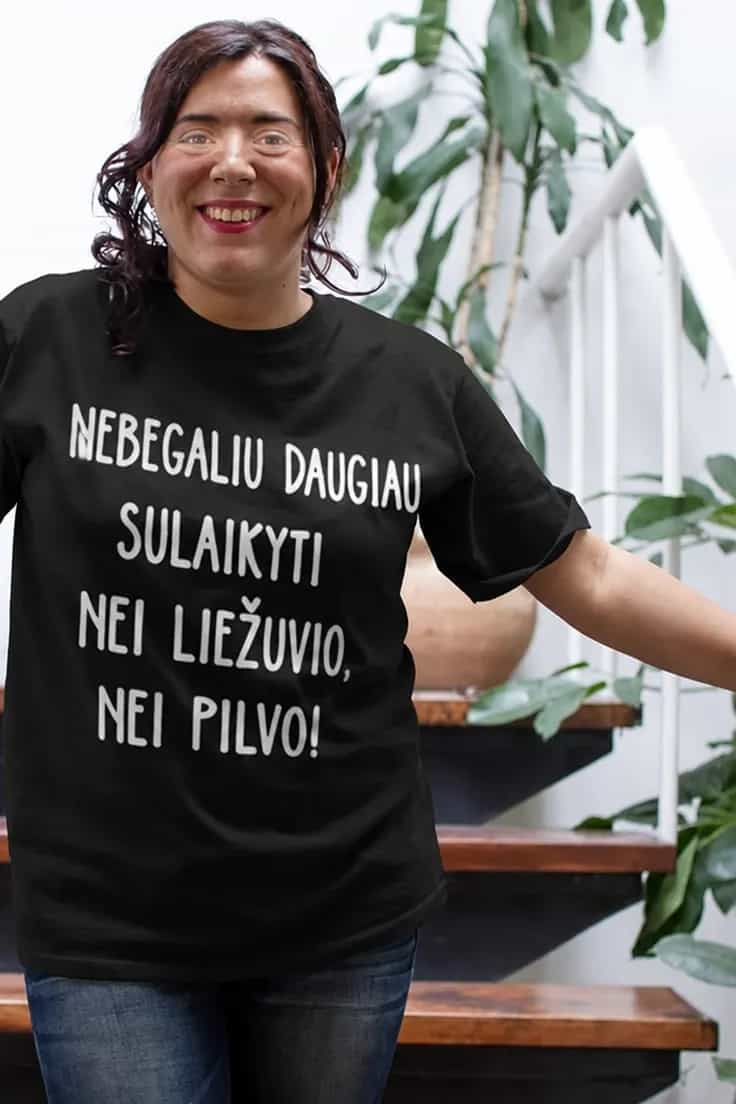 Juokingi marškinėliai Nei liežuvio nei pilvo