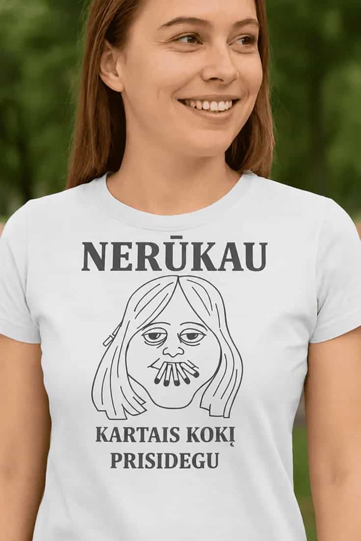 Juokingi marškinėliai Nerūkau kartais prisidegu