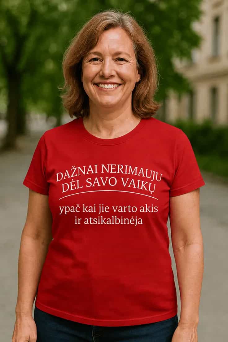 Juokingi marškinėliai Nerimauju dėl vaikų