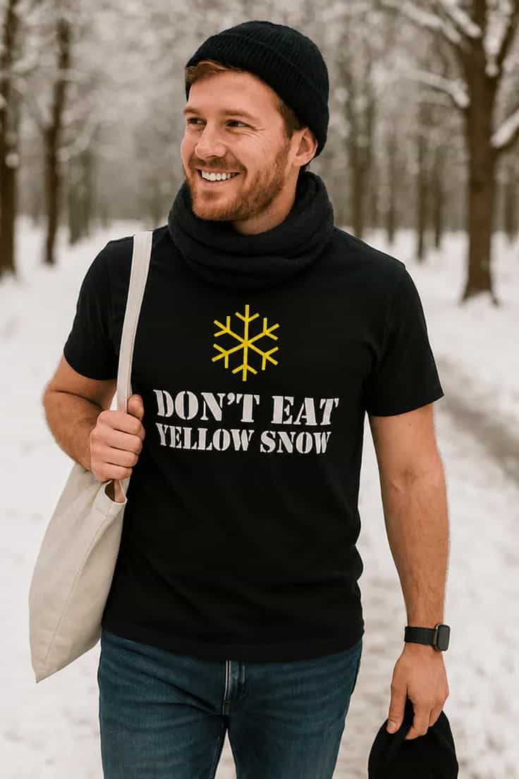 Juokingi marškinėliai Nevalgyk geltono sniego