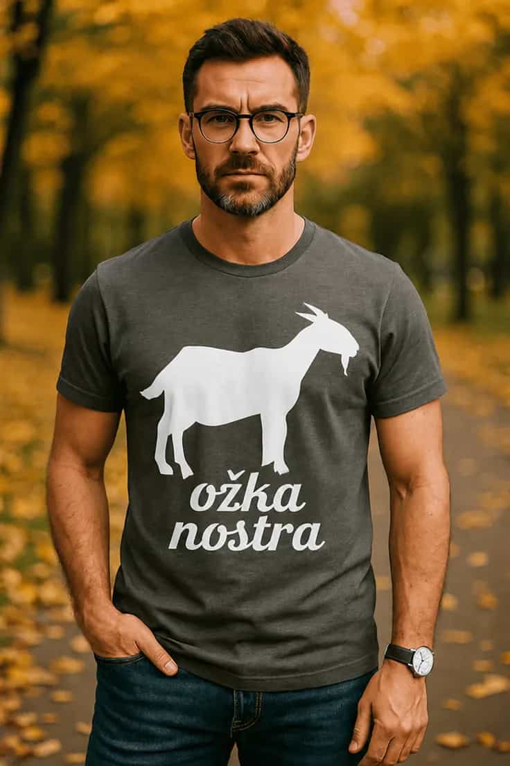 Juokingi marškinėliai ožka nostra