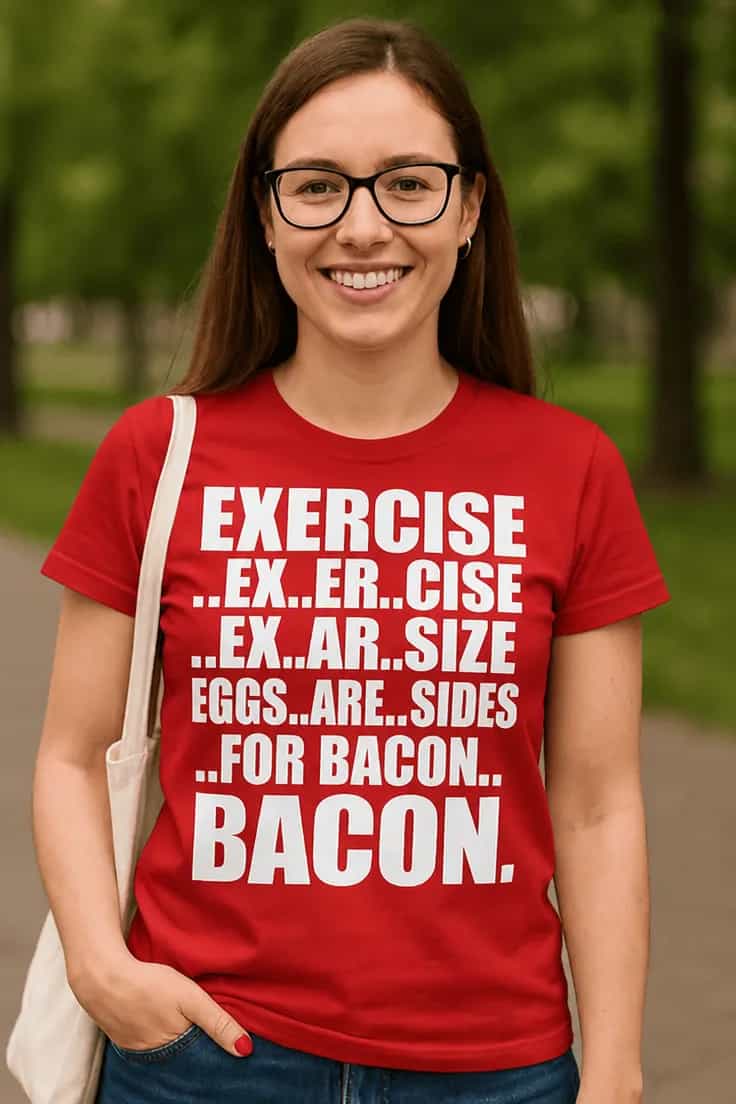 Juokingi marškinėliai Šoninės humoras – EXERCISE