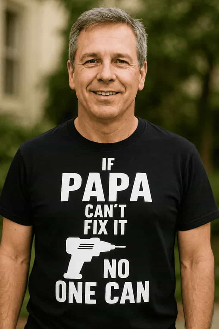 Juokingi marškinėliai Papa viską pataiso – IF PAPA