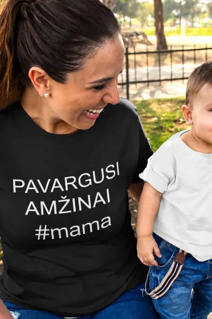 Juokingi marškinėliai Pavargusi amžinai mama