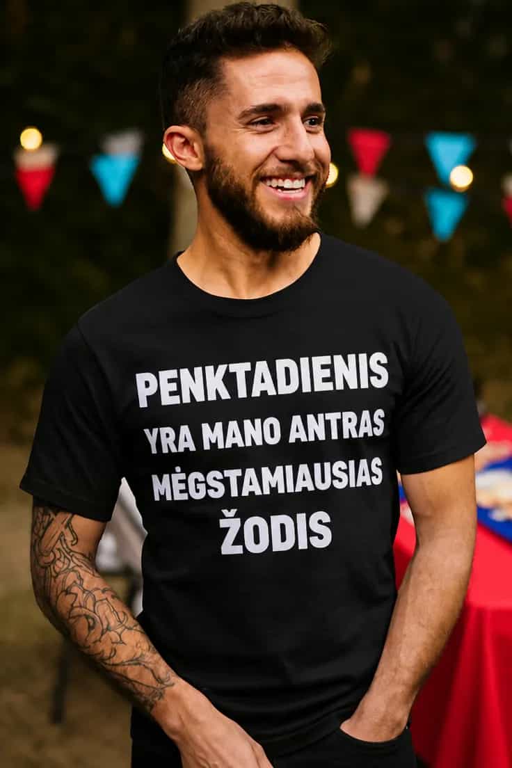 Juokingi marškinėliai Penktadienis mėgstamiausias