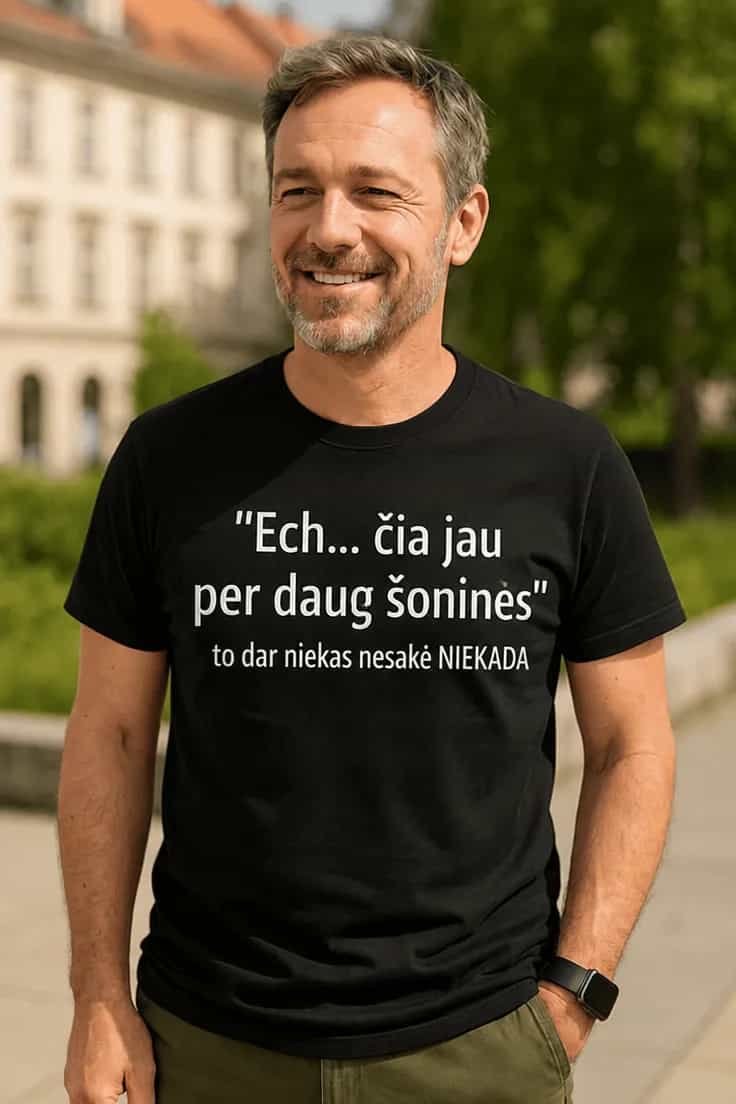 Juokingi marškinėliai Per daug šoninės – Ech...