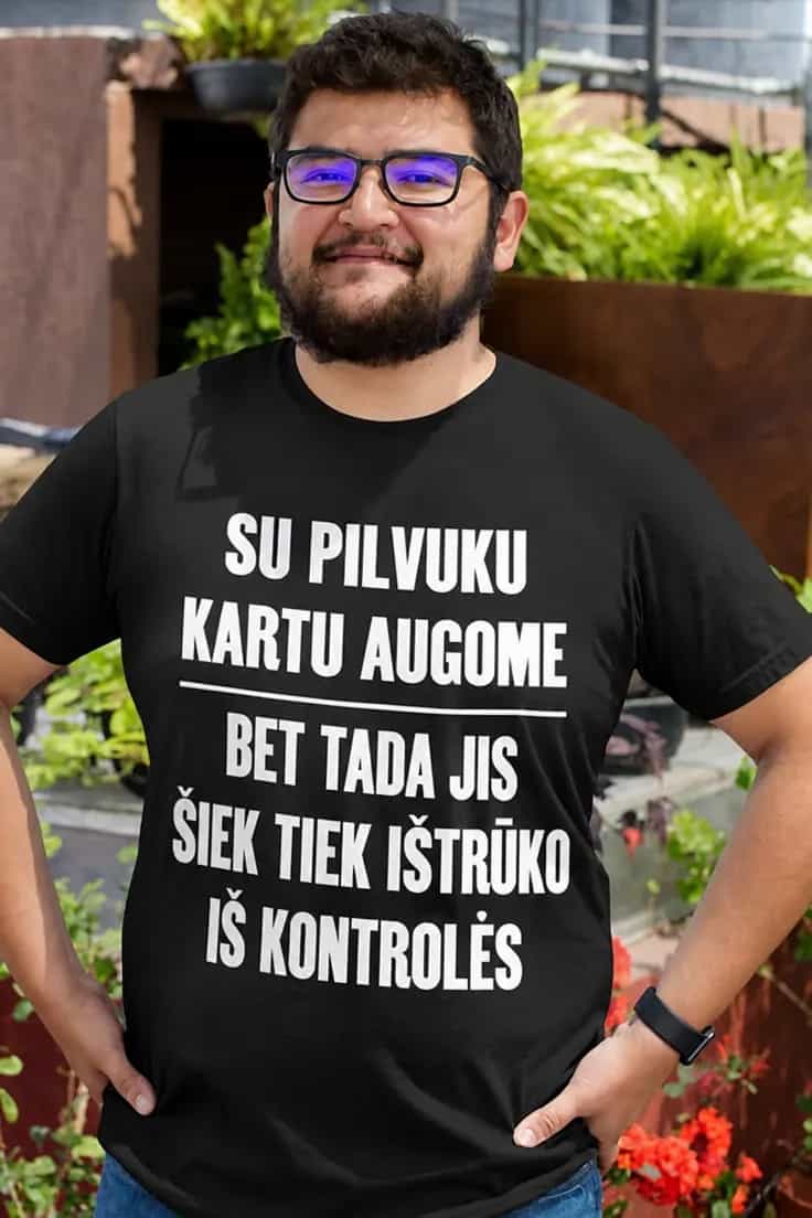 Juokingi marškinėliai Pilvukas ištrūko iš kontrolės