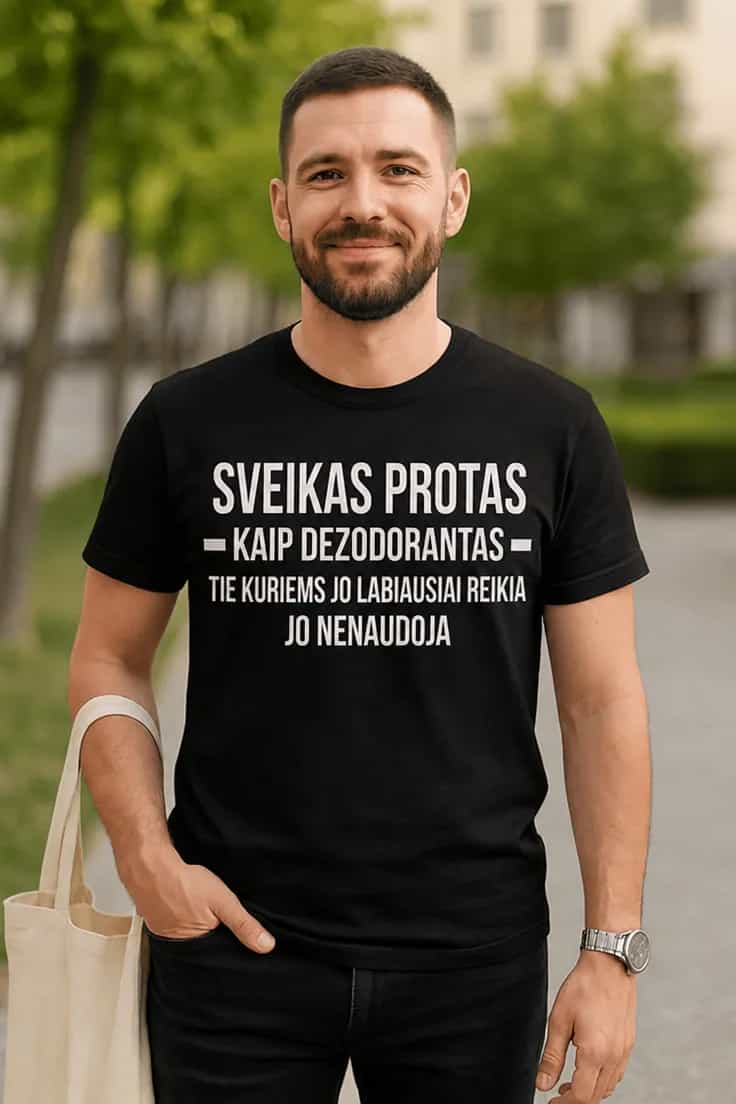 Juokingi marškinėliai Protas kaip dezodorantas