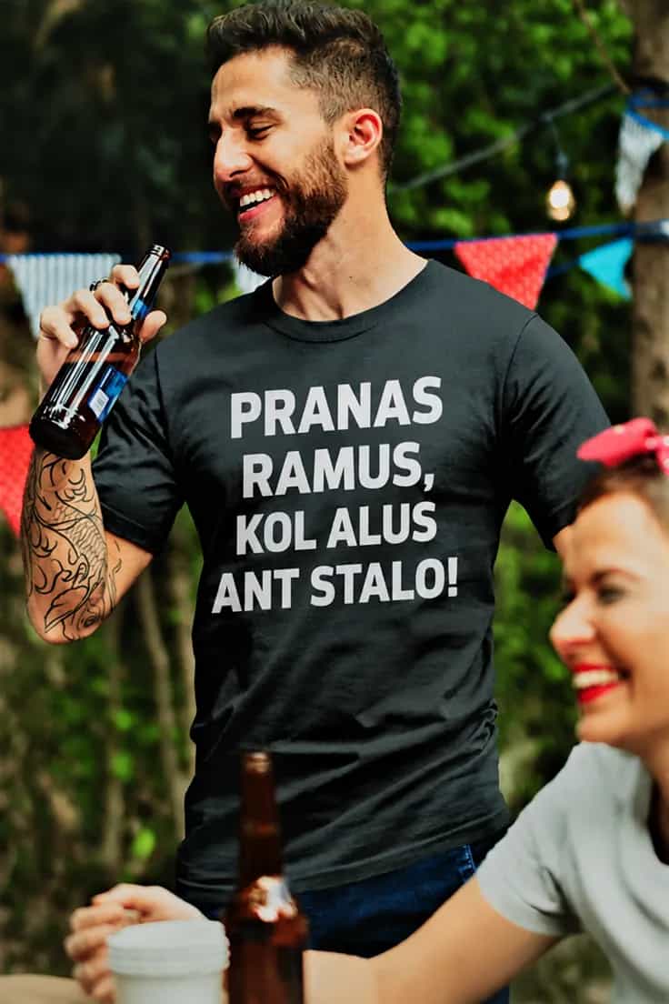 Juokingi marškinėliai Ramus kol alus su vardu