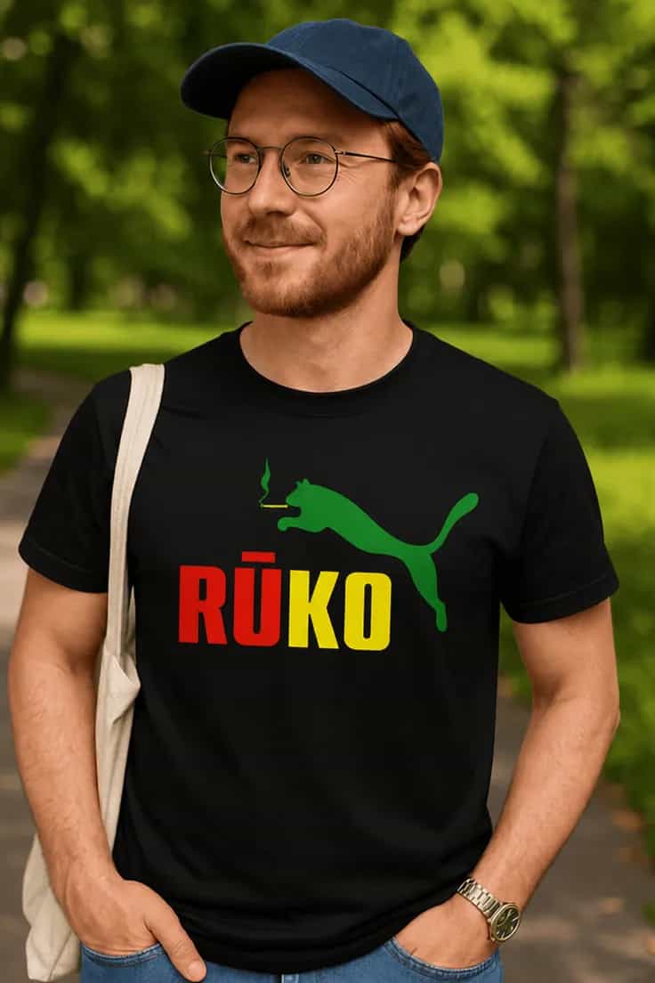 Juokingi marškinėliai Rasta rūko – RŪKO