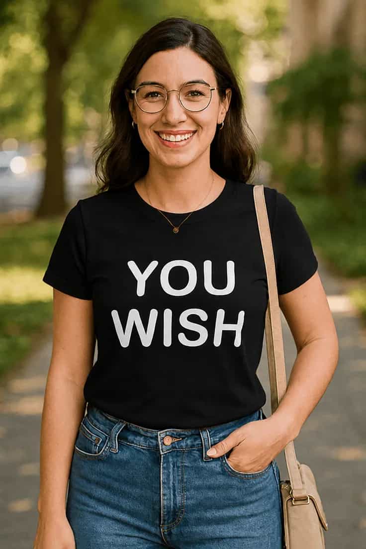 Juokingi marškinėliai Su užrašu You wish