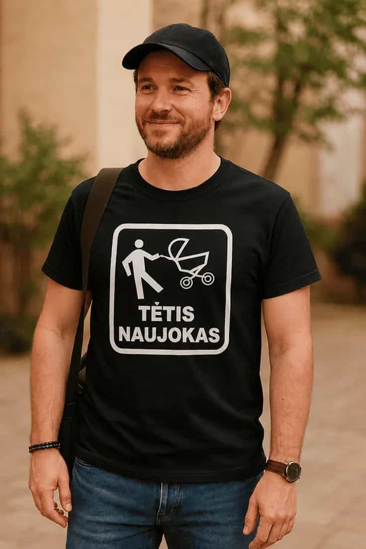 Juokingi marškinėliai Tėtis naujokas – TĖTIS NAUJOKAS