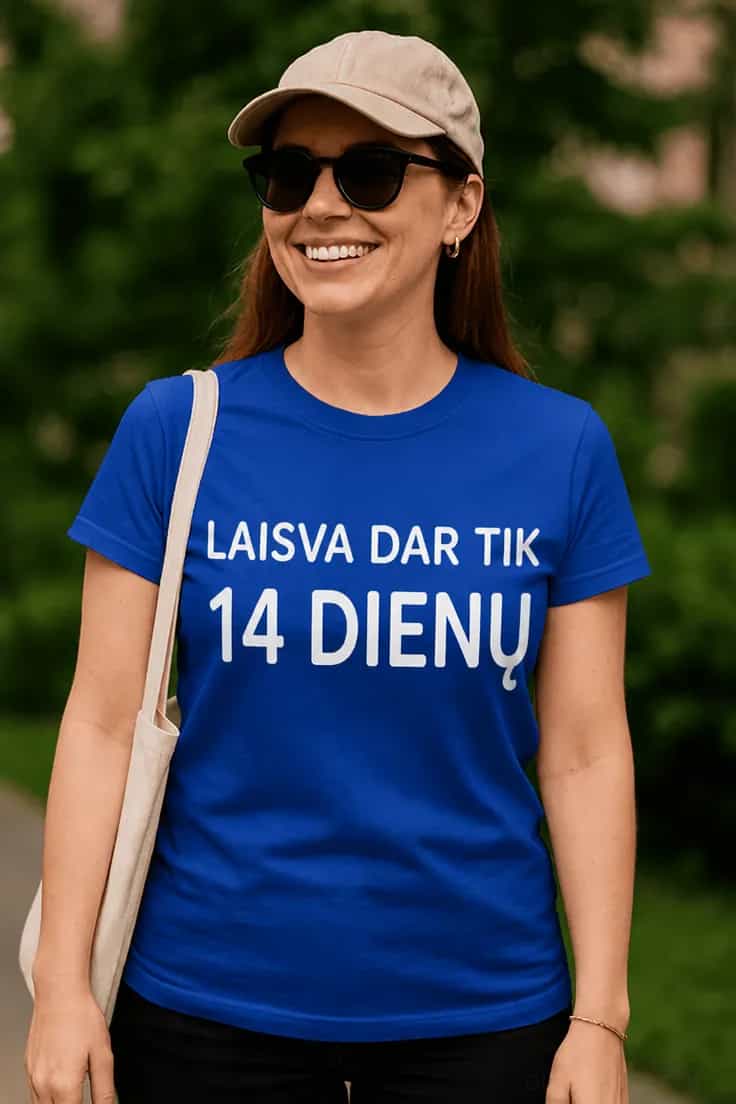 Juokingi marškinėliai Tik 14 dienų laisvės