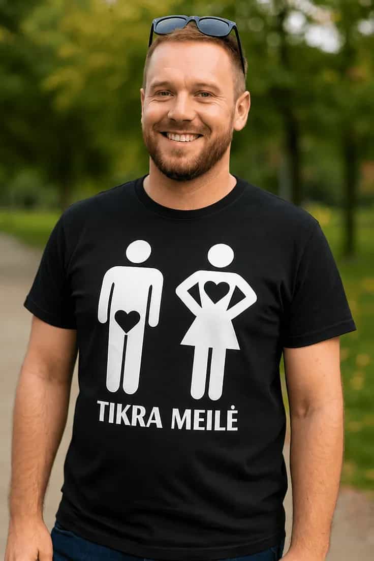 Juokingi marškinėliai Tikra meilė – TIKRA MEILĖ